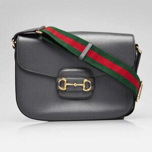 Gucci Grey Leather 1955 Horsebit Large Shoulder Bag